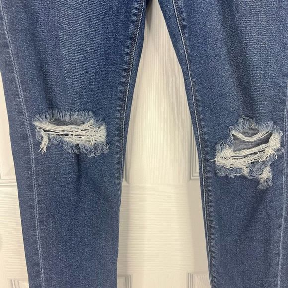 American Eagle Mom Dark Blue Wash Distressed Stretch Skinny Denim Jeans Size 0‎ - Picture 5 of 16